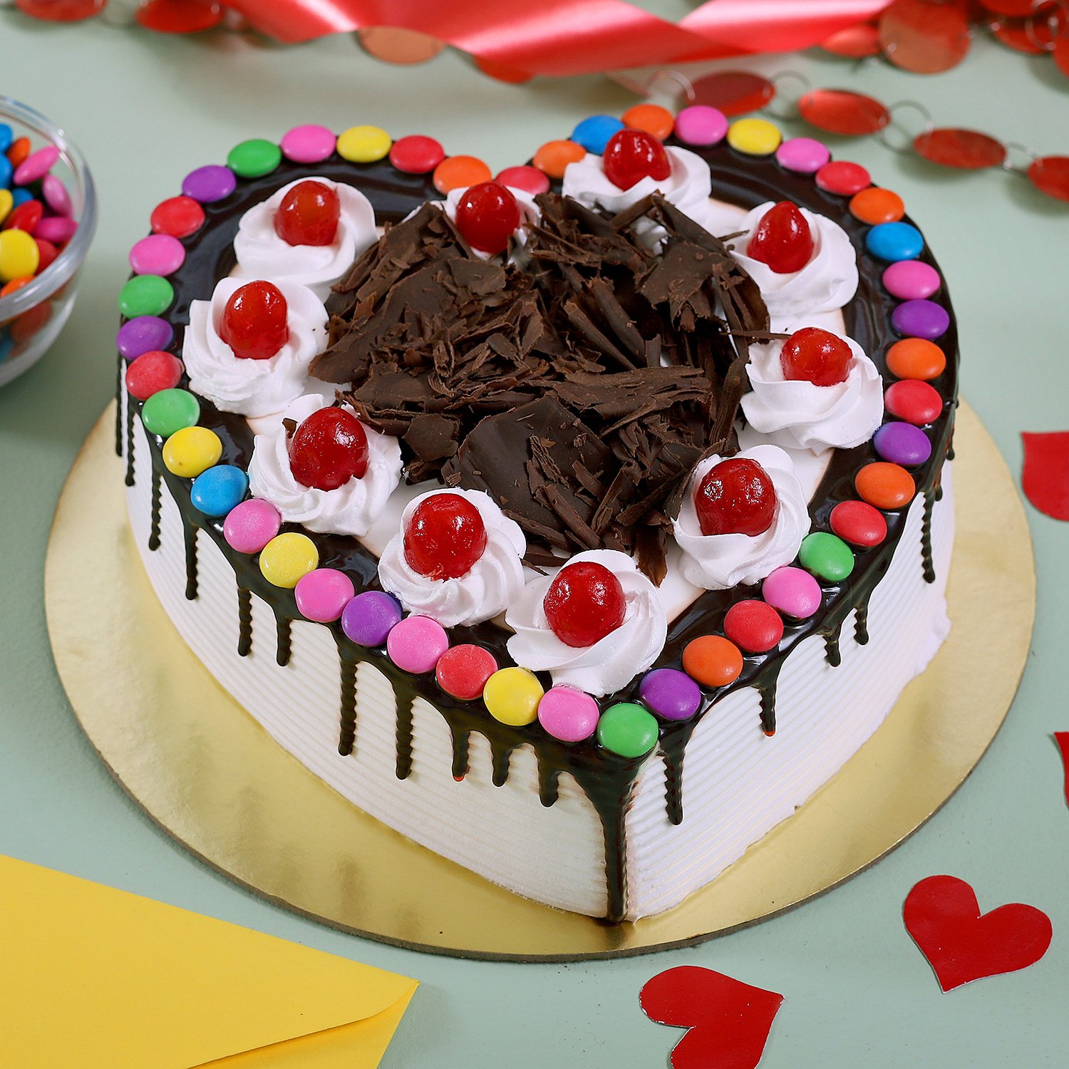 gems chocolate cake heart shape - gifts cake flower gifts delivery